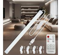 MDee Under Cabinet LED Strip Lights 5V, 8W COB LED Strips 6000K Cool White, USB Strip Light with Remote, Dimmable, 800LM, Flexible, Ideal for TV, Cupboard, Wardrobe, Kitchen, Shelf, Closet, 0.8M