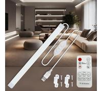 MDee Under Cabinet LED Strip Lights 5V, 8W COB LED Strips 6000K Cool White, USB Strip Light with Remote, Dimmable, 800LM, Flexible, Ideal for TV, Cupboard, Wardrobe, Kitchen, Shelf, Closet, 0.4M