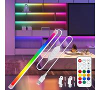 MDee Under Cabinet LED Strip Lights 5V, RGB COB LED Strips, 8W Colour Changing USB Strip Light with Remote, Dimmable, 800LM, Flexible, Ideal for TV, Cupboard, Wardrobe, Kitchen, Shelf, Closet, 0.4M