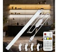 MDee Under Cabinet Lights COB LED Strip Light with Remote, 8W USB Strip Light, 3000K-6000K Dimmable, 800LM, 5V, Flexible, 12mm Width, Ideal for TV, Cupboard, Wardrobe, Kitchen, Shelf, Closet, 1M