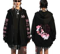MDEM Demon Slayer Kamado Nezuko Printed Hooded Fashion Sweatshirt Anime Hoodie Cosplay Zip Coat Autumn Winter Street Style Funny Top-style||3XL