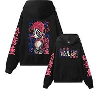 MDEM Demon Slayer Upper Moons Three Akaza Anime Hoodie Man Woman Harajuku Pullovers Tops Long Sleeves Streetwear-style7||S