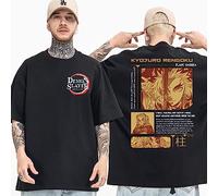 MDEM Harajuku Vintage Demon Slayer Kyojuro Rengoku T Shirt Men Women Cotton T-shirt Kimetsu No Yaiba Anime Tee Shirt Streetwear Tops-style7||M