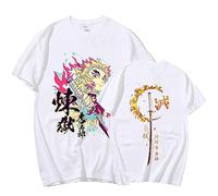 MDEM Japanese Anime Demon Slayer T Shirt Kimetsu No Yaiba Rengoku Kyoujurou T-Shirt Fashion Vintage Casual Cotton T-Shirts Streetwear-style1||XS