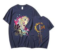 MDEM Japanese Anime Demon Slayer T Shirt Kimetsu No Yaiba Rengoku Kyoujurou T-Shirt Fashion Vintage Casual Cotton T-Shirts Streetwear-style2||XL