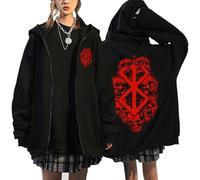 MDEM Japanese Berserk Zip Up Jackets Anime Guts Eyes Graphics Hoodies Hip Hop Streetwear Sweatshirts Unisex Loose Y2K Cardigan Coats-style1||L