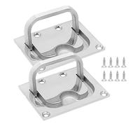 MDEOOSKY 2 PCS Hatch Pull Flush Lift Solid Boat Ring Hatches Handles, 316 Stainless Steel Hatches Pull Flush Lift, with Mount Screws, for Boat Deck Hatch Handle and Home Furniture Recessed Handle