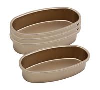 MDEOOSKY 4pcs Oval Baking Pan 9.06×4.72×1.97Inches Golden Carbon Steel Nonstick for Bread Cake Cheese Baking Easter Christmas Valentine's Day Halloween Thanksgiving Birthday Wedding