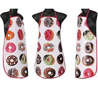 MDERL Chef Apron, Unisex Apron Waterproof Adjustable Apron for Men Women Perfect for Kitchen Cooking Restaurant Baking Gardening BBQ Coffee House, Professional PVC Apron (White - Donut)