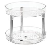 mDesign 2-Tier Lazy Susan Turntable Spice Organiser for Kitchen - 23.2 cm dia x 19.8 cm, Clear/Chrome