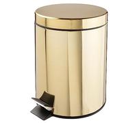 mDesign 5L Rubbish Bin - Bathroom Bin with Foot Pedal and Lid - Pedal Bin with Lid and Removable Inner Bucket Made of Sturdy Plastic - Soft Brass