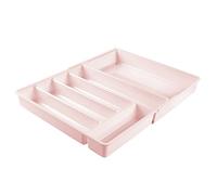mDesign Adjustable Cutlery Tray - Expandable Kitchen Organiser Tray for Drawers and Surfaces - Drawer Organiser with Multiple Compartments - Light Pink
