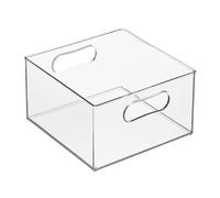 mDesign Deep Plastic Stackable Storage Organizer Container Bin, Hallway, Bedroom, Linen, Coat, and Entryway Closet Organization - Holds Clothing, Blankets, Accessories - Ligne Collection - Clear