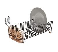 mDesign Dish Tray - Practical Draining Rack for Sink - Great Draining Rack - Up to 12 Plates and Cutlery - Bronze