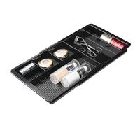 mDesign Drawer Insert - Office Drawer Divider with 7 Separate Compartments - Drawer Organiser for Holding Pens, Pencils, Sticky Notes and More - Black