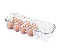 mDesign Egg Holder with Lid - Plastic Egg Tray for up to 12 Eggs - Suitable for Fridge Storage - Clear