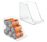 mDesign Fridge Storage Bin (Pack of 2) - Plastic Fridge Storage for Cans, Soups etc - Food Tray for Kitchen - Clear