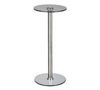 mDesign Glass Top Side/End Drink Table - Tall Modern Round Accent Metal Nightstand Furniture for Living Room, Dorm, Home Office, and Bedroom - 9" Round - Dark Smoke Gray/Chrome