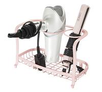 mDesign Hair Straightener Holder - Metal Stand for Holding Hair Brushes and Styling Accessories - Ideal as Hair Dryer Stand - Rose Gold
