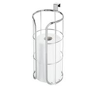 mDesign Hanging Toilet Roll Holder - Cistern-Suspended Toilet Roll Stand - Toilet Roll Storage for Three Spare Rolls - Silver