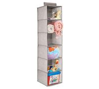 mDesign Hanging Toy Storage - Baby Wardrobe Organiser - Storage System With 6 Compartments for Clothes, Towels, Blankets, Toys - Linen