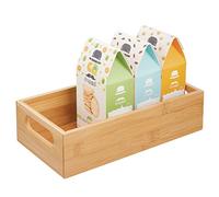 mDesign Kitchen Storage Box - Open-Top Bamboo Storage Tray with Handles - Ideal for Use as a Cupboard Organiser or on The Shelf - 27.9 cm x 15.2 cm x 8.9 cm - Natural