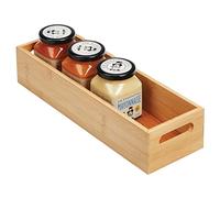 mDesign Kitchen Storage Box - Open-Top Bamboo Storage Tray with Handles - Ideal for Use as a Cupboard Organiser or on The Shelf - 36.8 cm x 21.8 cm x 7.6 cm - Natural