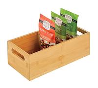 mDesign Kitchen Storage Box - Practical Storage Tray with Integrated Handles - Open Bamboo Cupboard Organiser for Kitchen Utensils - Natural