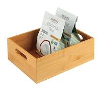 mDesign Kitchen Storage Box - Practical Storage Tray with Integrated Handles - Open Bamboo Kitchen Cupboard Organiser for Kitchen Utensils - Natural