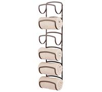 mDesign Metal Towel Shelves - Towel Rack for The Bathroom with 6 Compartments - Practical Bathroom Accessories for Both Large and Small Towels - Bronze