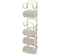 mDesign Metal Towel Storage Unit - Bathroom Towel Rack Also for Accessories - Brass