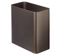 mDesign Metal Wastepaper Bin - 10L Compact Rectangular Bathroom Bin - Rubbish Basket for Home and Office - Bronze