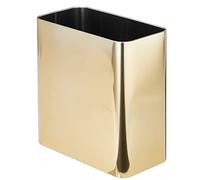 mDesign Metal Wastepaper Bin - 10L Compact Rectangular Bathroom Bin - Rubbish Basket for Home and Office - Soft Brass