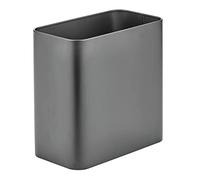 mDesign Metal Wastepaper Bin - Compact Rectangular Bathroom Bin - Rubbish Basket for Home and Office - Graphite