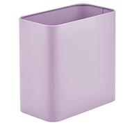 mDesign Metal Wastepaper Bin - Compact Rectangular Bathroom Bin - Rubbish Basket for Home and Office - Light Purple