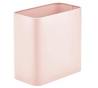 mDesign Metal Wastepaper Bin - Compact Rectangular Bathroom Bin - Rubbish Basket for Home and Office - Light Pink