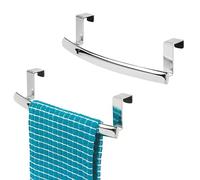 mDesign Modern Metal Kitchen Storage Over Cabinet Curved Towel Bar - Hang on Inside or Outside of Doors, Organize and Hang...
