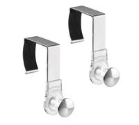 mDesign Office Cubicle Hooks for Coats, Hats, Purses, Bags, Keychain - Pack of 2, Clear/Brushed Stainless Steel