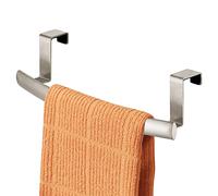mDesign Over the Door Curved Over Door Towel Rail for Hanging Cupboards or Wall Cabinets in Kitchen and Bathroom for Towels, Tea Towels, Spira Collection, Satin Finish