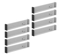 mDesign Pack of 8 Drawer Dividers - Expandable Drawer Organiser Set with Protective Foam Ends - Useful Kitchen Accessories - Gray/Black