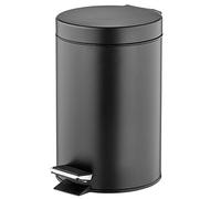 mDesign Pedal Bin - Metal Waste Bin with Pedal, Lid and Plastic Bucket Insert - for Bathroom, Kitchen, and Office - 3 Litre Household Rubbish Bin with Ergonomic Design - Black