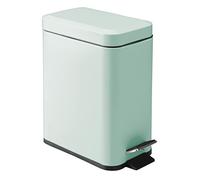 mDesign Pedal Bin - Waste Bin with Pedal, Lid and Plastic Bucket Insert for Bathroom, Kitchen, and Office - Metal Household Rubbish Bin with Ergonomic Design - Mint Green