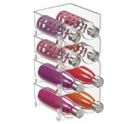 mDesign Plastic Stackable 2 Bottle Storage Holder Rack Organizer for Home, Kitchen Countertop, Cabinet, and Pantry - Holds Water Bottles, Perfect for Tumbler Cup - 4 Pack - Clear