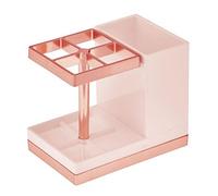 mDesign Plastic Toothbrush and Toothpaste Storage Organizer Holder - Home Decor for Bathroom Countertop - Holds Toiletries and Beauty Accessories - Lumiere Collection, Light Pink/Rose Gold