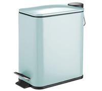 mDesign Rectangular Pedal Bin - 5L Metal Pedal Bin with Pedal Lid and Plastic Insert - Elegant Cosmetic Bin or Waste Paper Bin for Bathroom, Kitchen and Office - Mint Green
