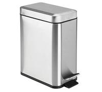 mDesign Rectangular Step-Open Wastebasket Trash Can - Brushed Stainless Steel