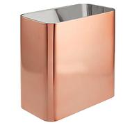 mDesign Rectangular Trash Can - Compact Waste Bin for Bathroom, Office and Kitchen with Enough Space for Rubbish - Metal Waste Paper Bin - Rose