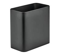 mDesign Rectangular Trash Can - Compact Waste Bin for Bathroom, Office and Kitchen with Enough Space for Rubbish - Metal Waste Paper Bin - Black