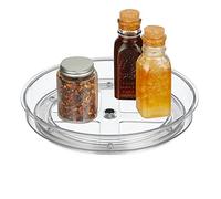 mDesign Rotatable Spice Rack - Spice Stand for Pepper, Baking Ingredients and Preserves - Round Kitchen Shelf for Sideboard and Kitchen Cupboard - Clear