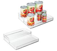 mDesign Seasoning and Spice Rack - Plastic Spice Storage Unit for Pantries and Cupboards - Two-Tiered Shelf Organiser for Kitchen, Bathroom and Office - Set of 2 - Clear